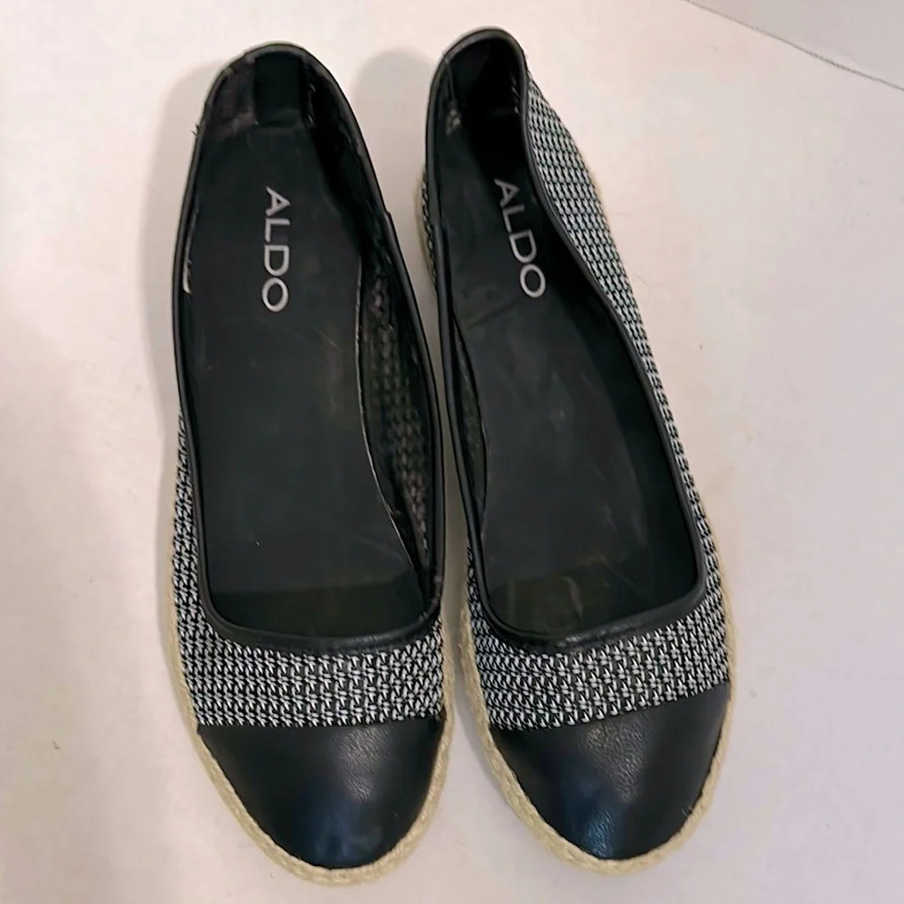 ALDO Black and White Women's Espadrille ballet Flats 8.5
